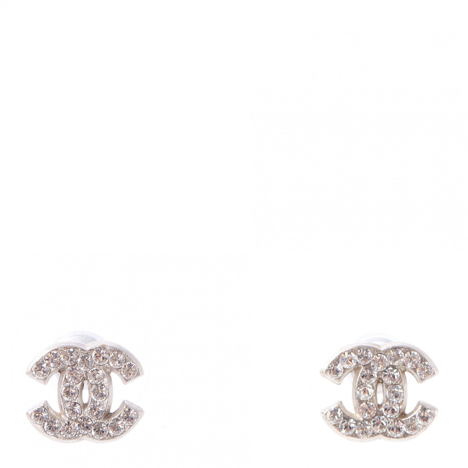 Chanel Crystal Mini Timeless CC Earrings Silver 1 of 7