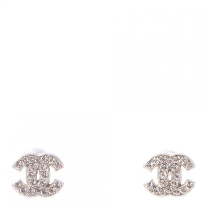 Chanel Crystal Mini Timeless CC Earrings Silver 1 of 7