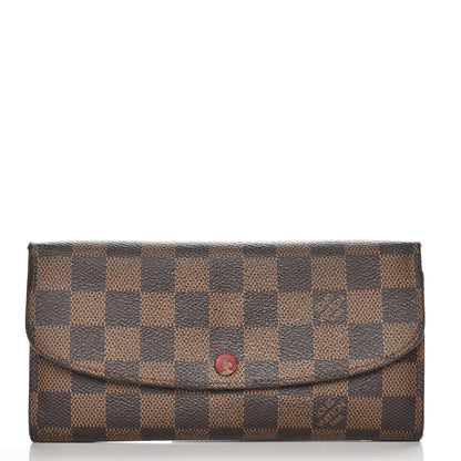 Louis Vuitton Damier Ebene Emilie Wallet Red 1 of 8