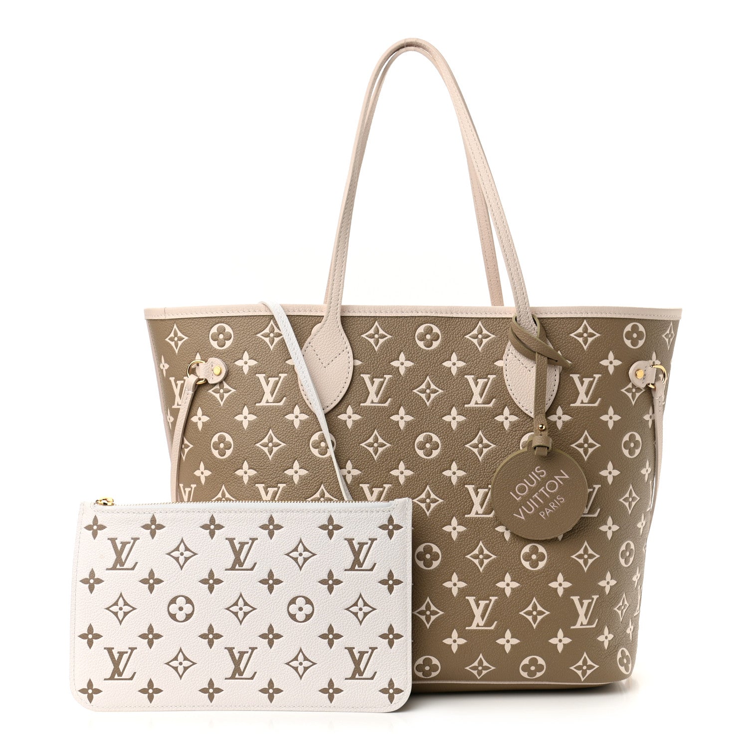 Louis Vuitton Empreinte Monogram Spring In The City Neverfull MM Kaki Beige Cream 1 of 10