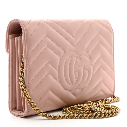 Gucci Calfskin Matelasse GG Marmont Chain Wallet Perfect Pink 3 of 12