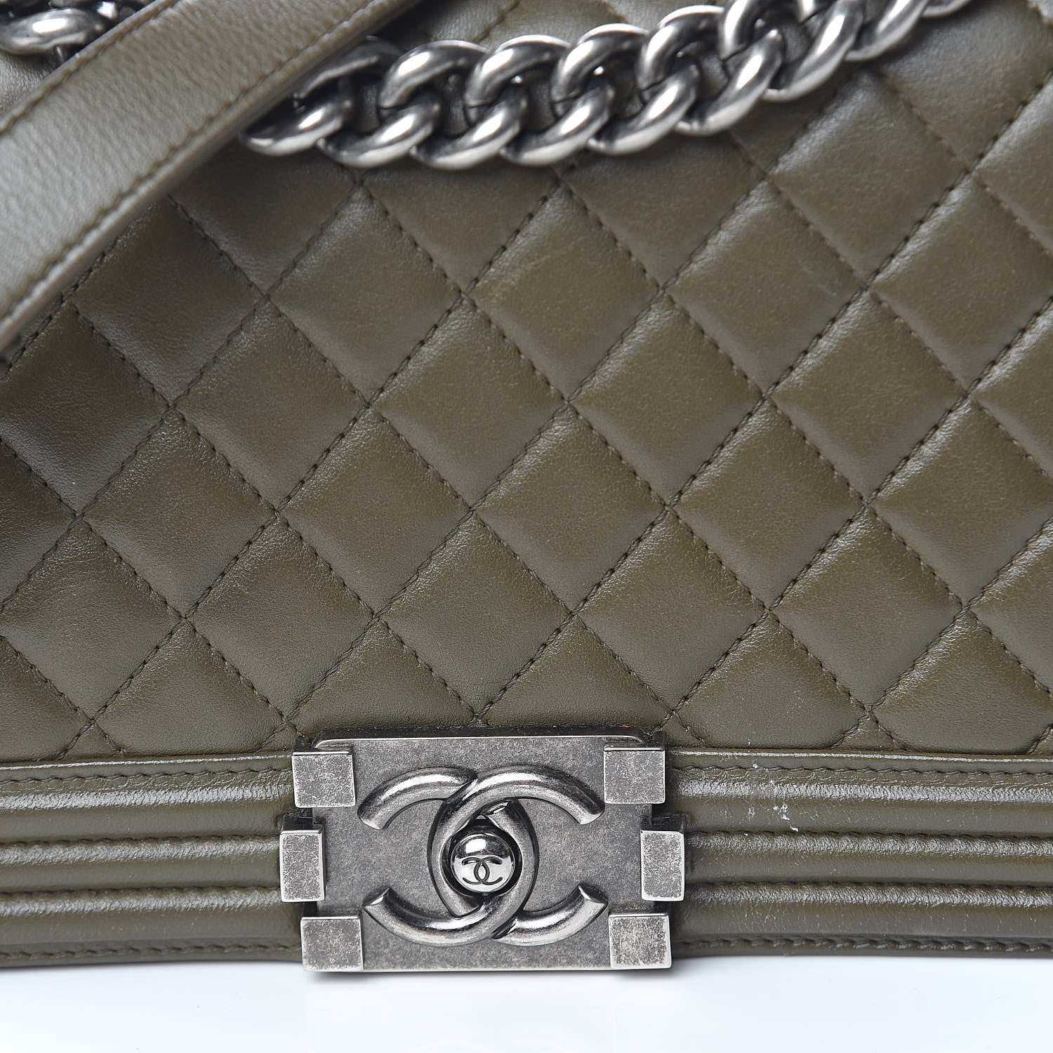 Chanel Lambskin Quilted Medium Boy Flap Khaki 8 of 17
