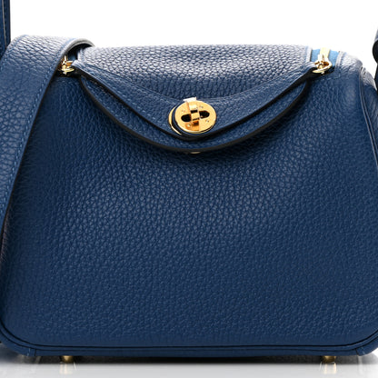 Hermes Taurillon Clemence Mini Lindy 20 Deep Bleu 8 of 11