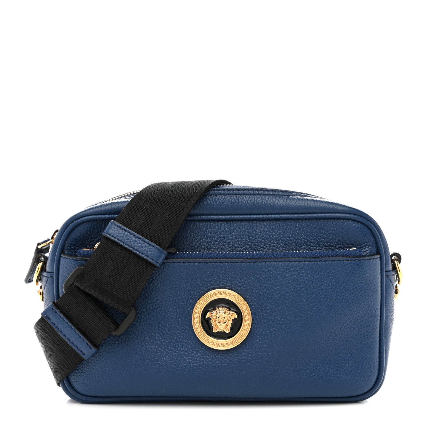 Grained Calfskin Medusa Crossbody Blue