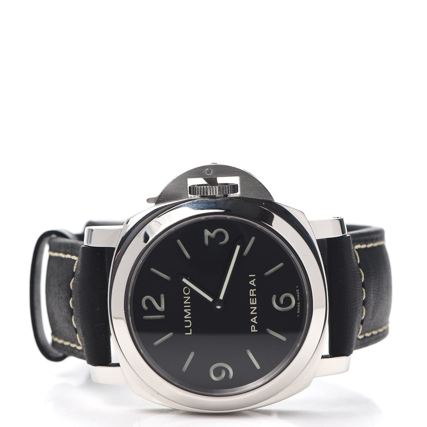 Stainless Steel Calfskin 44mm Luminor Base Manual Winding Watch Black PAM00112