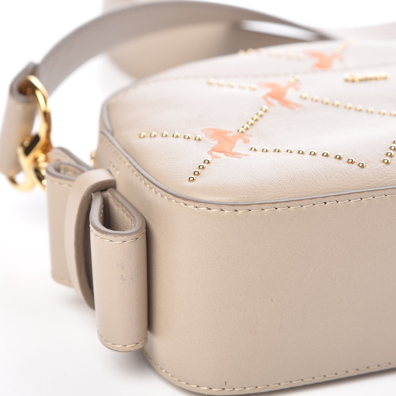 Chloe Smooth Calfskin Little Horses Embroidered Shoulder Bag Pastel Grey 9 of 10