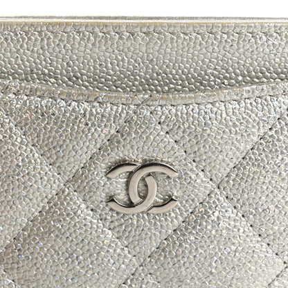 Chanel Glittered Metallic Caviar Quilted Card Holder Silver 12 of 14
