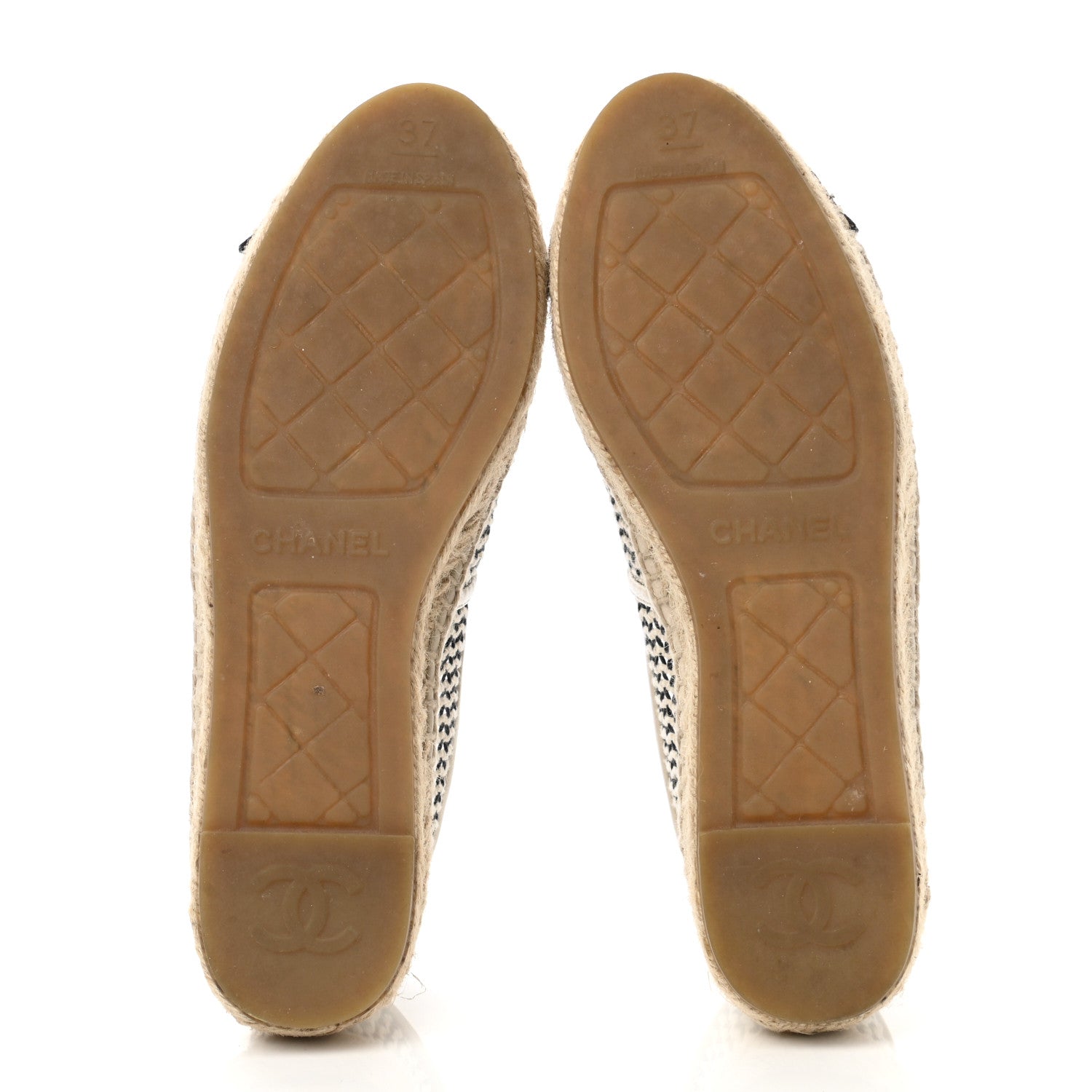 Chanel Mesh Grosgrain CC Espadrilles 37 Beige Black 5 of 9