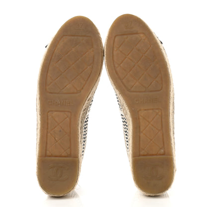 Chanel Mesh Grosgrain CC Espadrilles 37 Beige Black 5 of 9