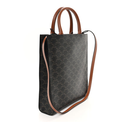 Celine Triomphe Canvas Calfskin Small Vertical Cabas Tan 2 of 11
