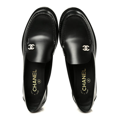 Chanel Calfskin Crystal CC Mocassin Loafers 36 Black 2 of 10