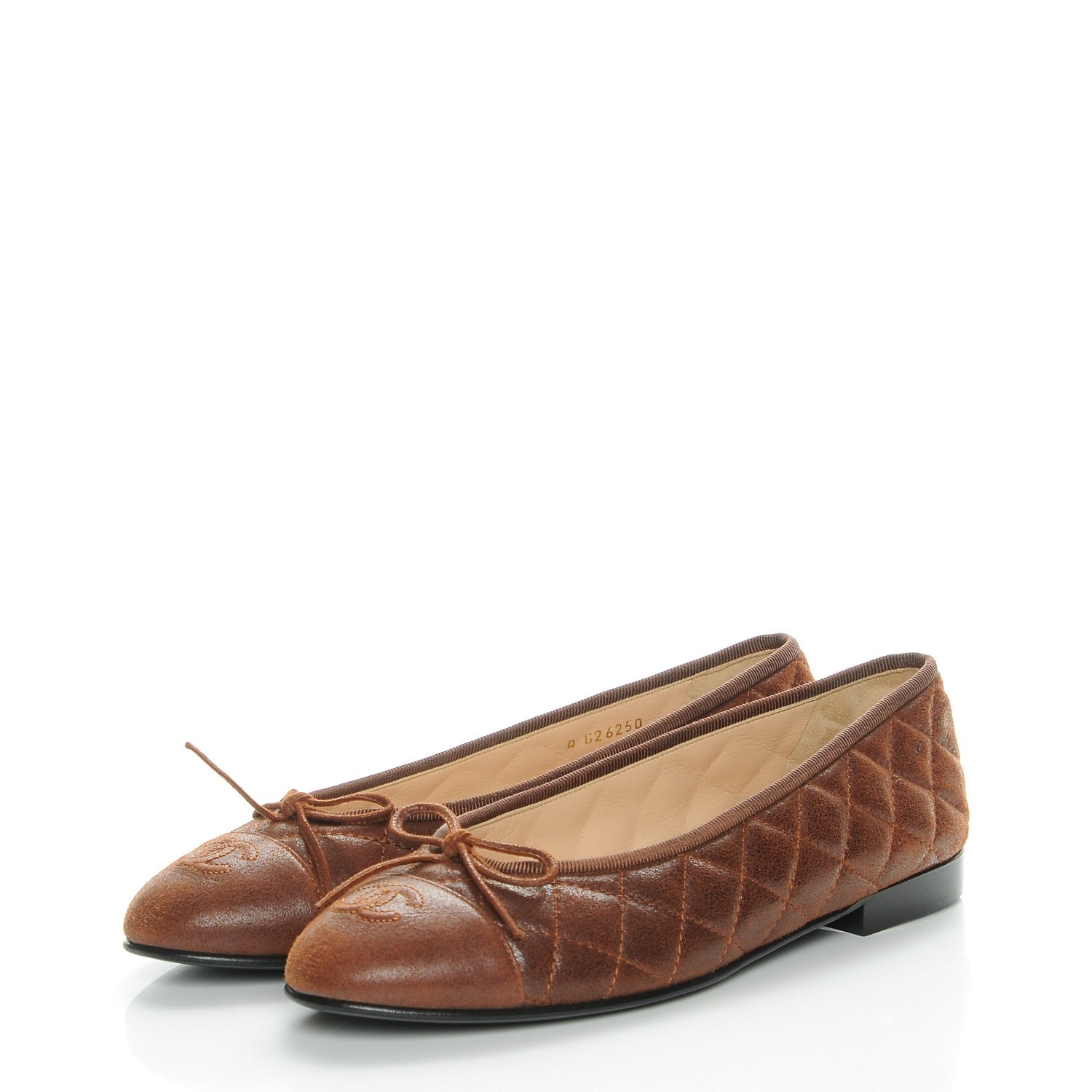 Chanel Iridescent Calfskin Quilted CC Cap Toe Ballerina Flats 39 Brown 3 of 8