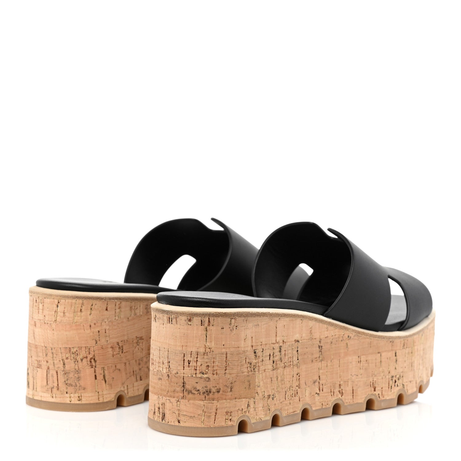Hermes Calfskin Cork Eze 30 Sandals 37 Black 4 of 8