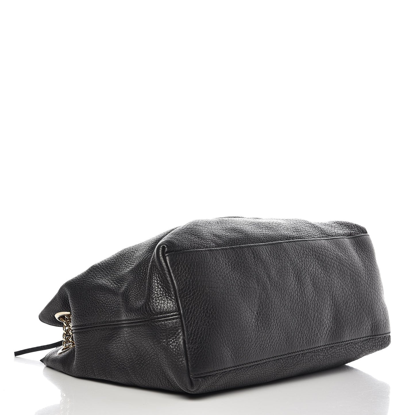 Pebbled Calfskin Medium Soho Chain Shoulder Bag Black