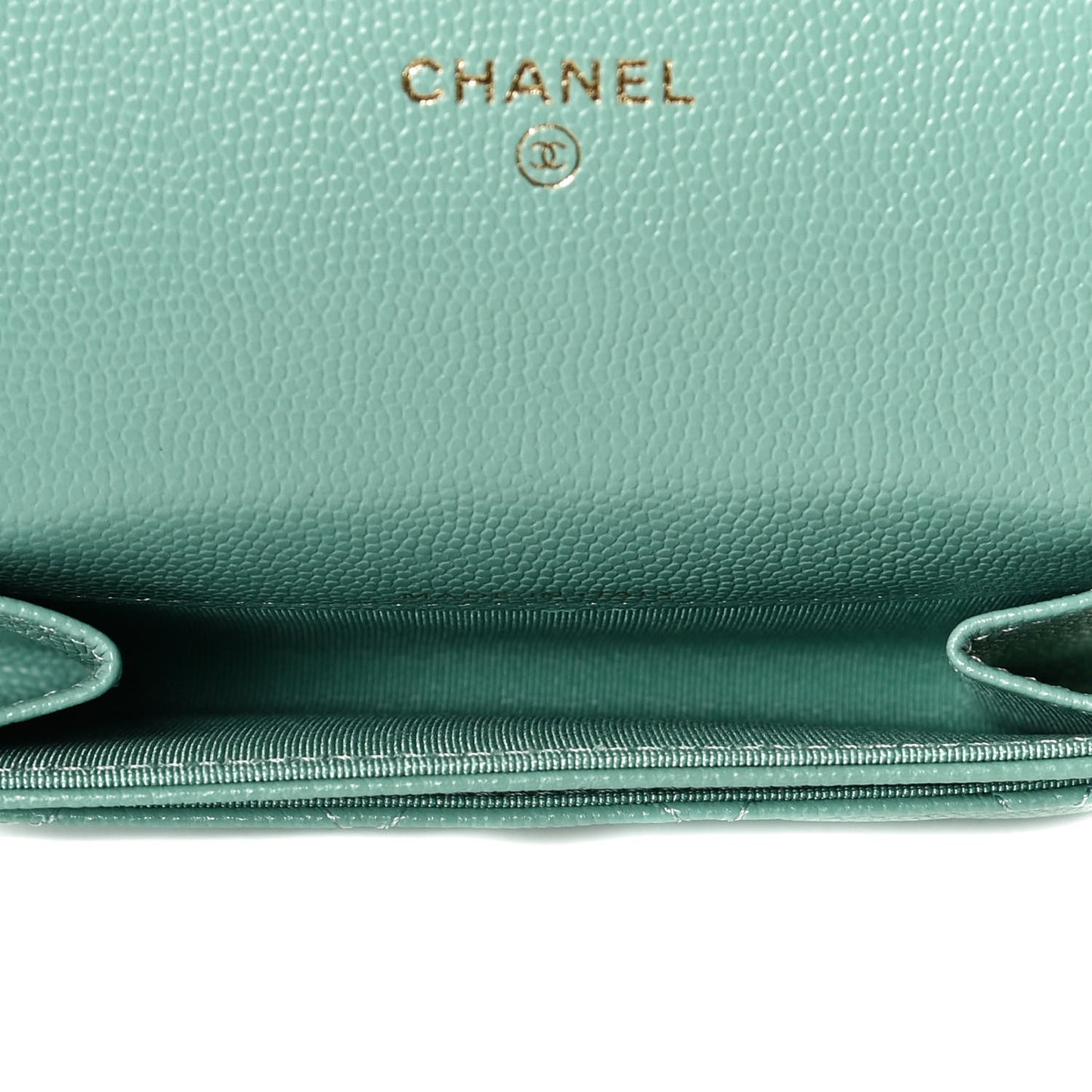 Caviar Quilted Flap Card Holder Wallet Light Blue
