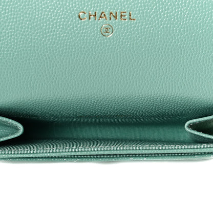 Chanel Caviar Quilted Flap Card Holder Wallet Light Blue 5 of 7