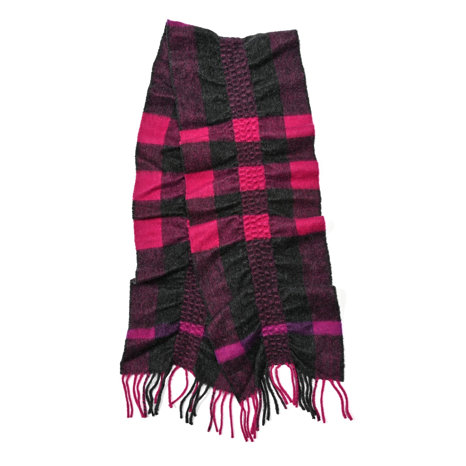 Burberry Cashmere Check Fringe Scarf Pink 2 of 4