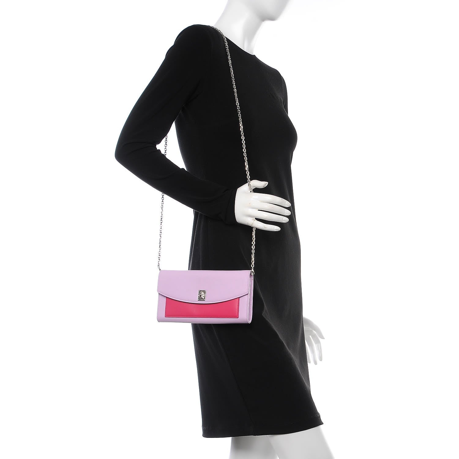 Christian Dior Calfskin Tri-Color Wallet On Chain Pink 2 of 8
