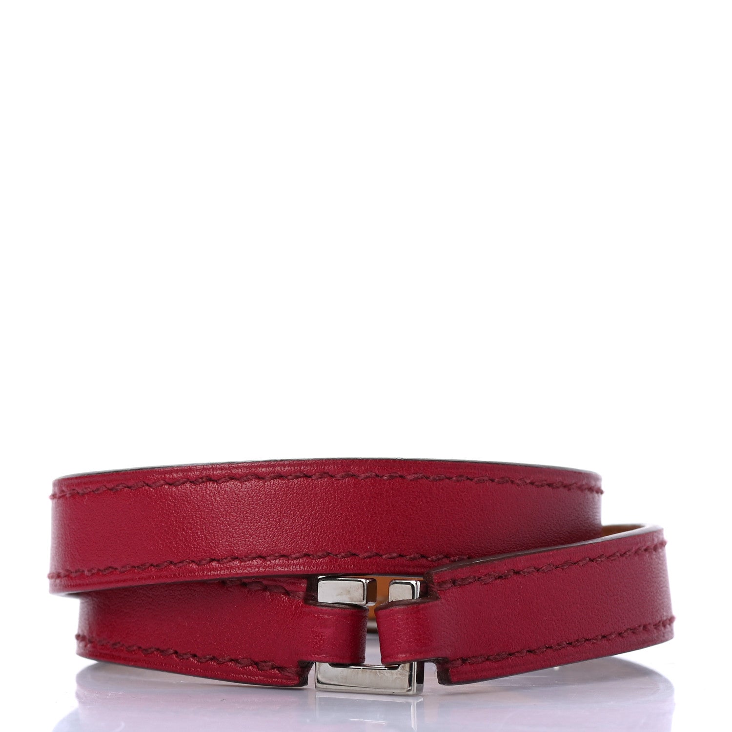 Hermes Tadelakt Rivale Double Tour Bracelet S Rubis 3 of 6