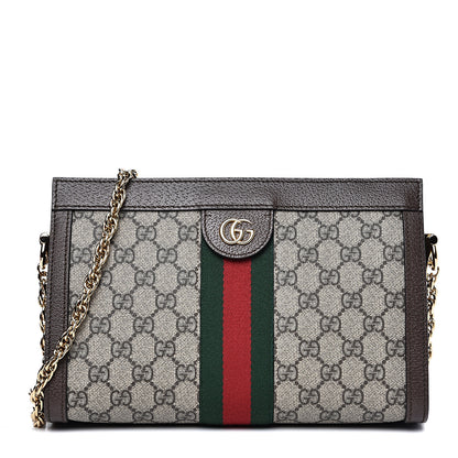 Gucci GG Supreme Monogram Web Small Ophidia Chain Shoulder Bag Brown 1 of 9