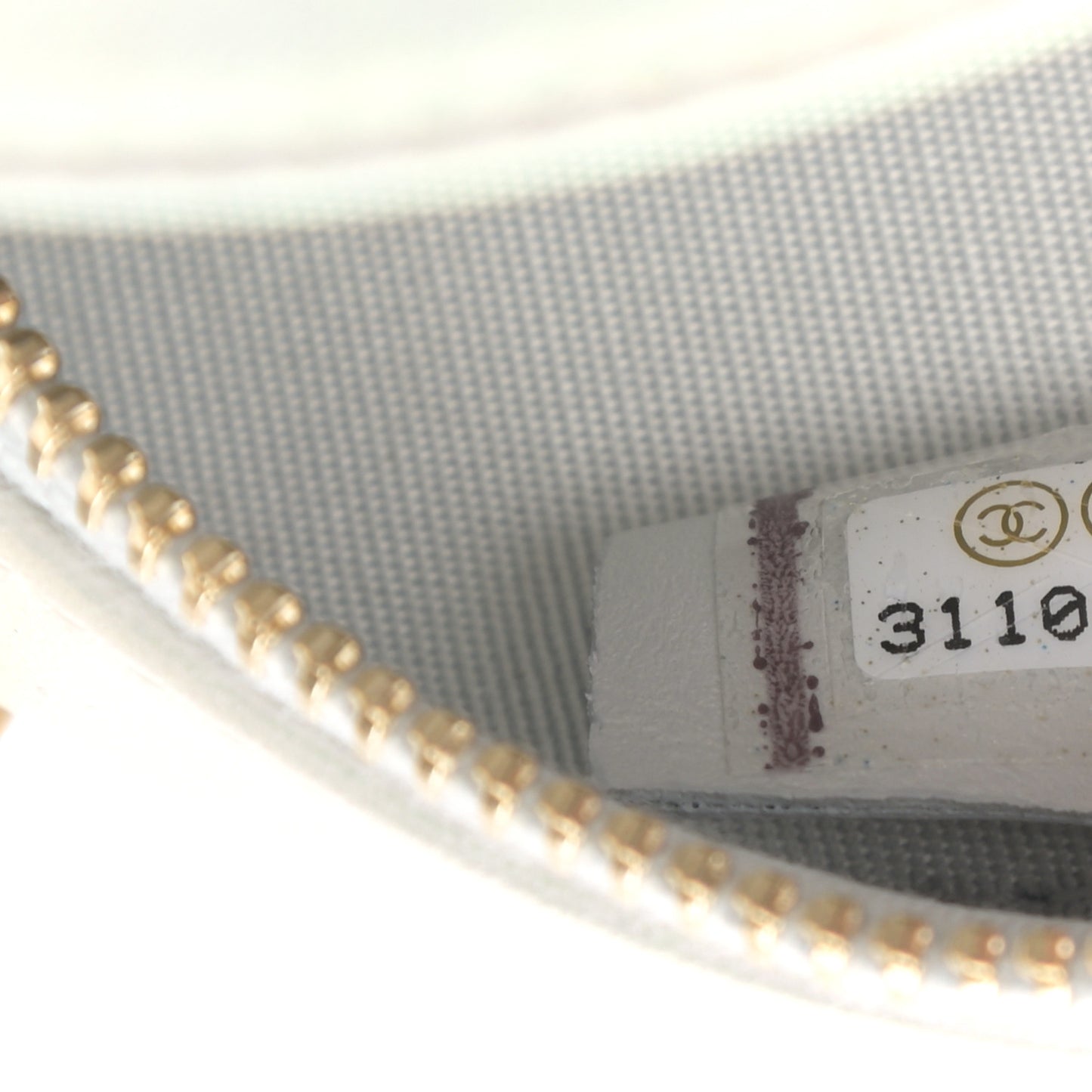 Iridescent Calfskin Quilted Chanel 19 Round Clutch With Chain White