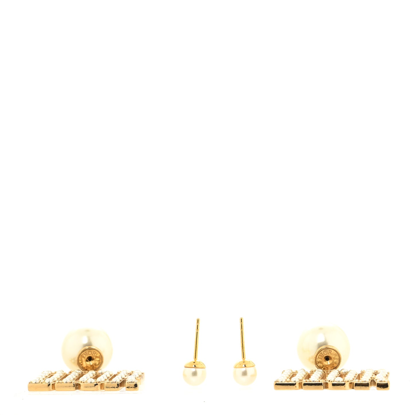 Metal Pearl Tribal Drop Earrings Gold