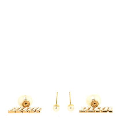 Christian Dior Metal Pearl Tribal Drop Earrings Gold 2 of 3