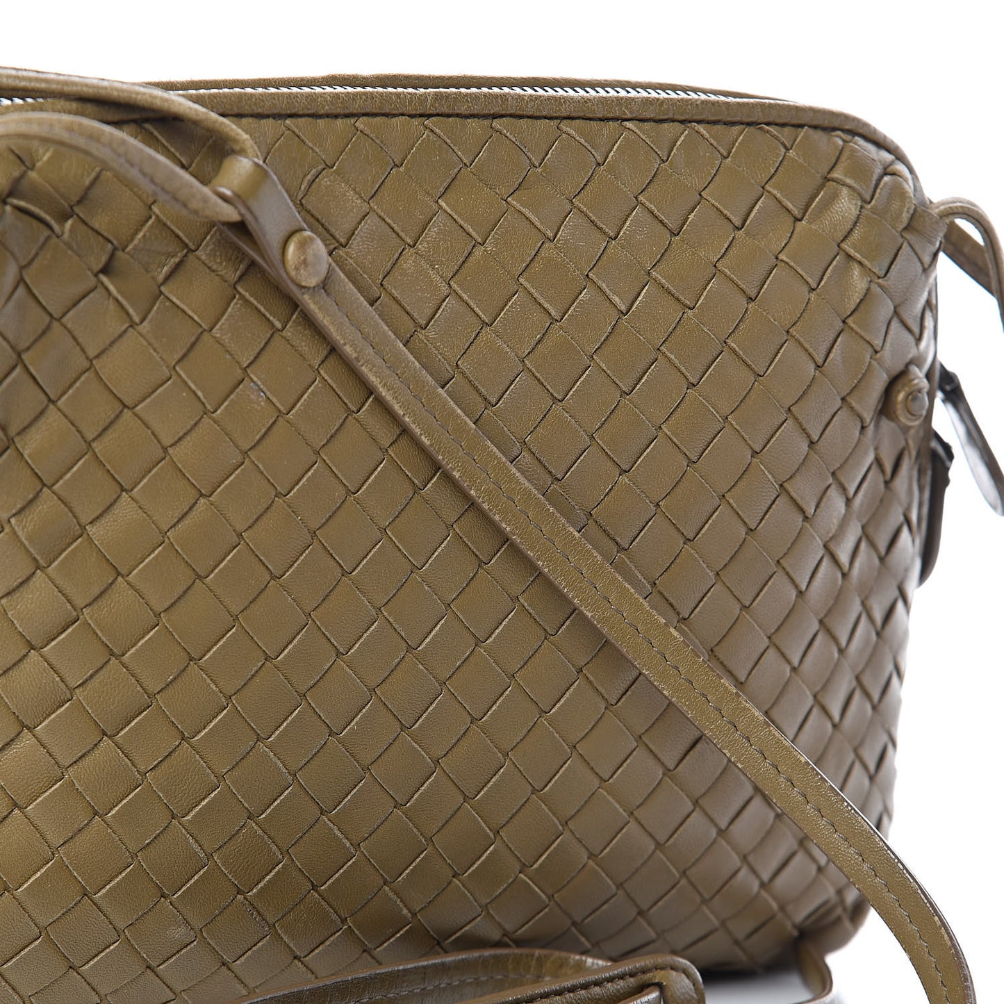 Nappa Intrecciato Nodini Crossbody Messenger Green