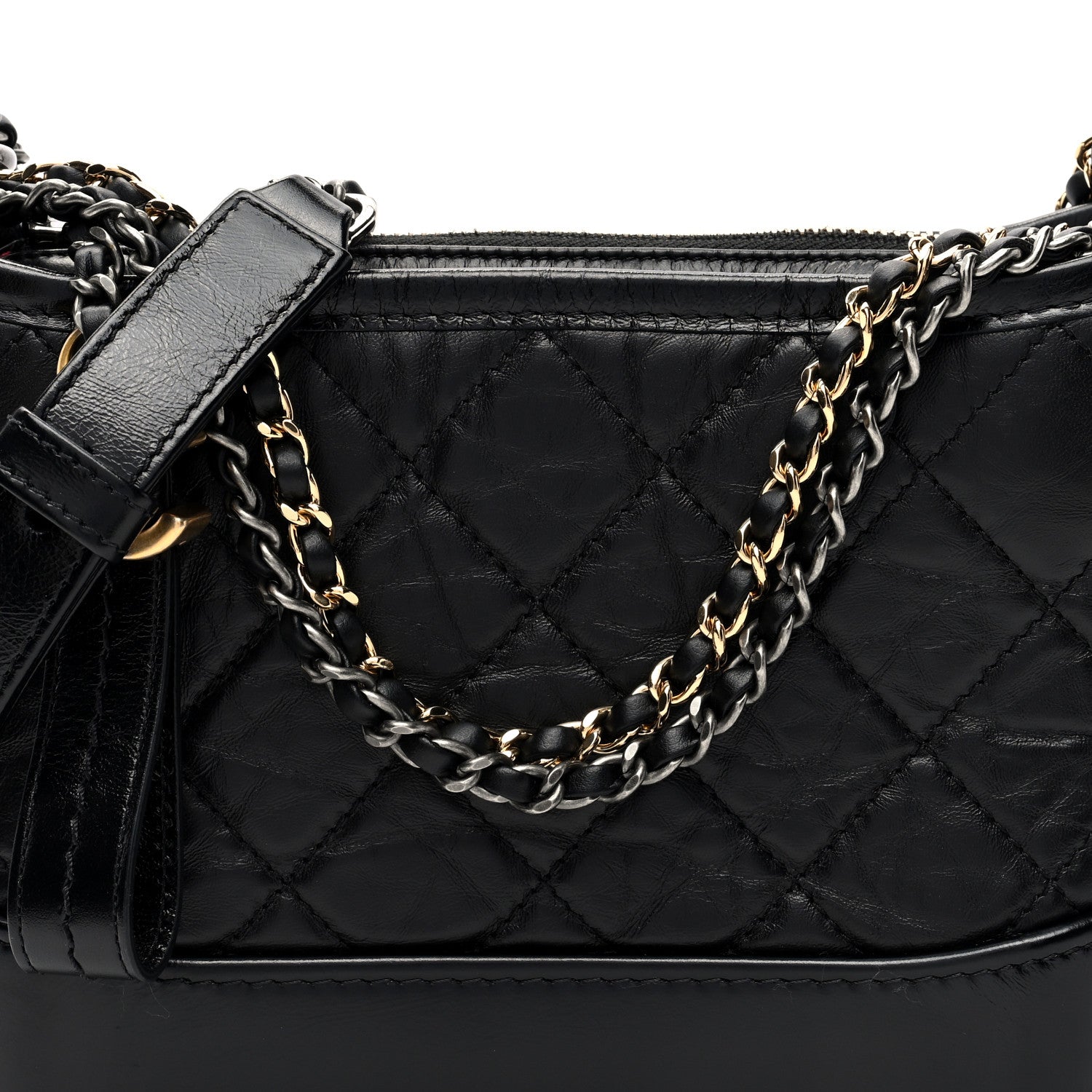 Chanel Aged Calfskin Quilted Small Gabrielle Hobo Black 8 of 11