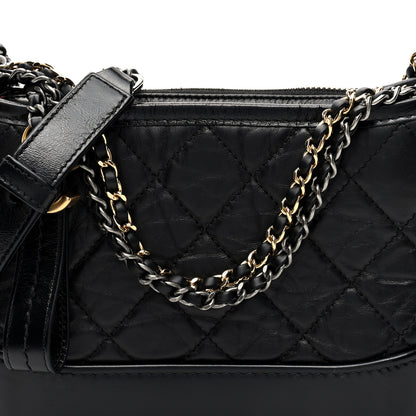 Chanel Aged Calfskin Quilted Small Gabrielle Hobo Black 8 of 11