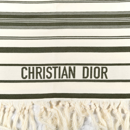 Christian Dior Cotton Striped Towel Green 3 of 4