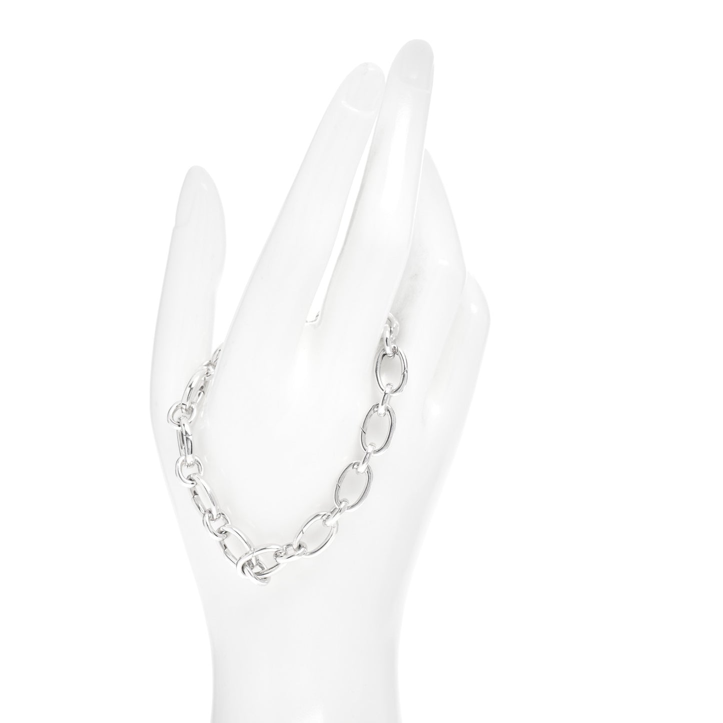 Sterling Silver Oval Clasping Link Bracelet