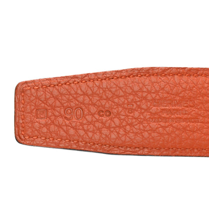 Hermes Togo Box 32mm H Belt 90 Orange Black 3 of 7
