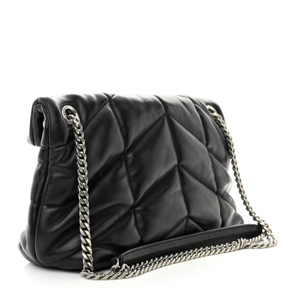 Saint Laurent Lambskin Quilted Small Loulou Puffer Monogram Chain Satchel Black 3 of 11