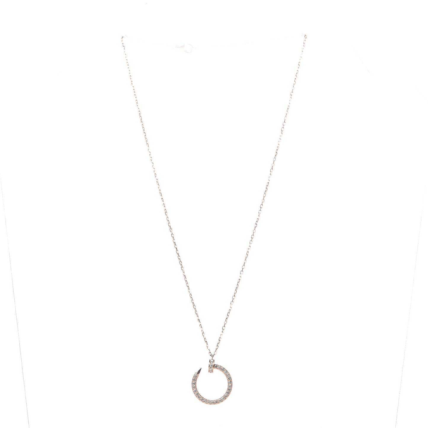 18K Pink Gold Diamond Juste Un Clou Paved Pendant Necklace