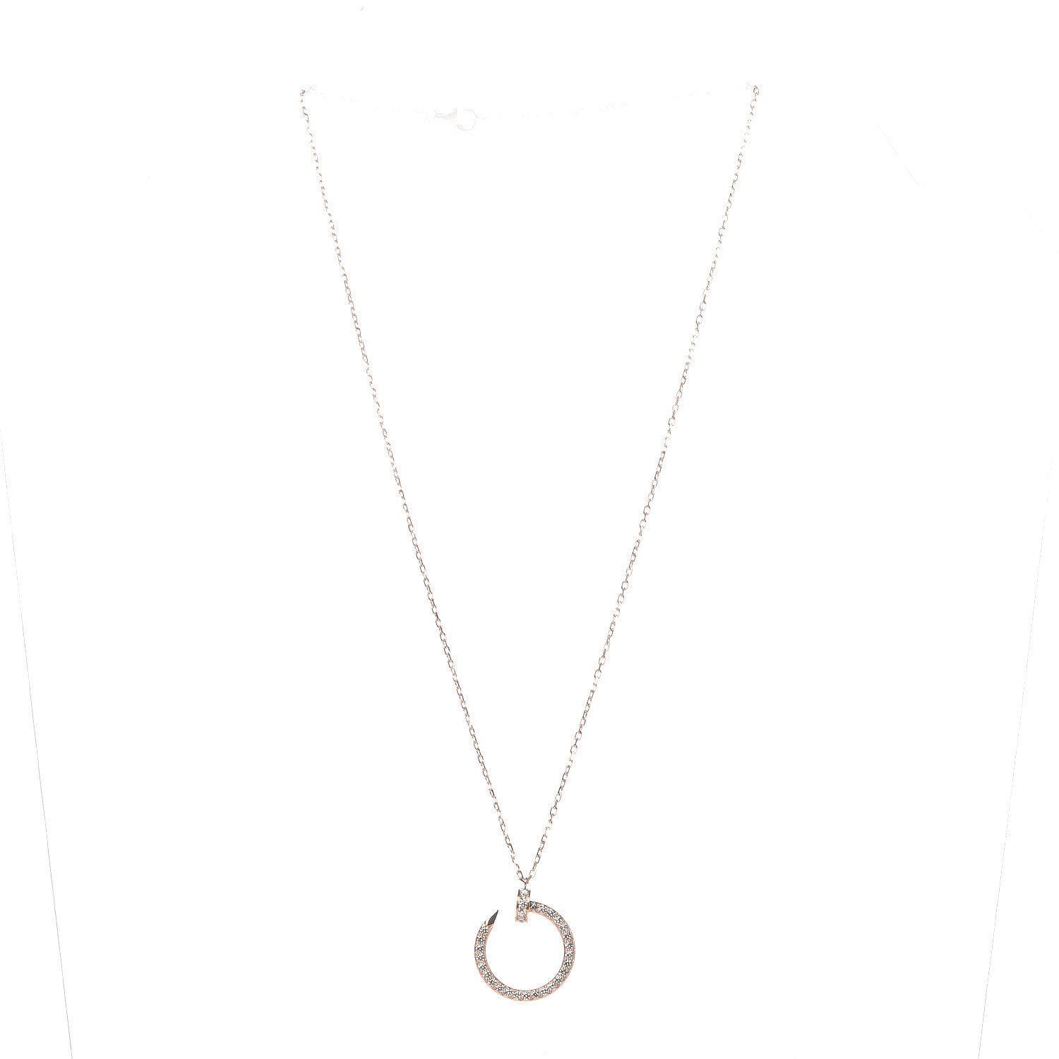 Cartier 18K Pink Gold Diamond Juste Un Clou Paved Pendant Necklace 3 of 7