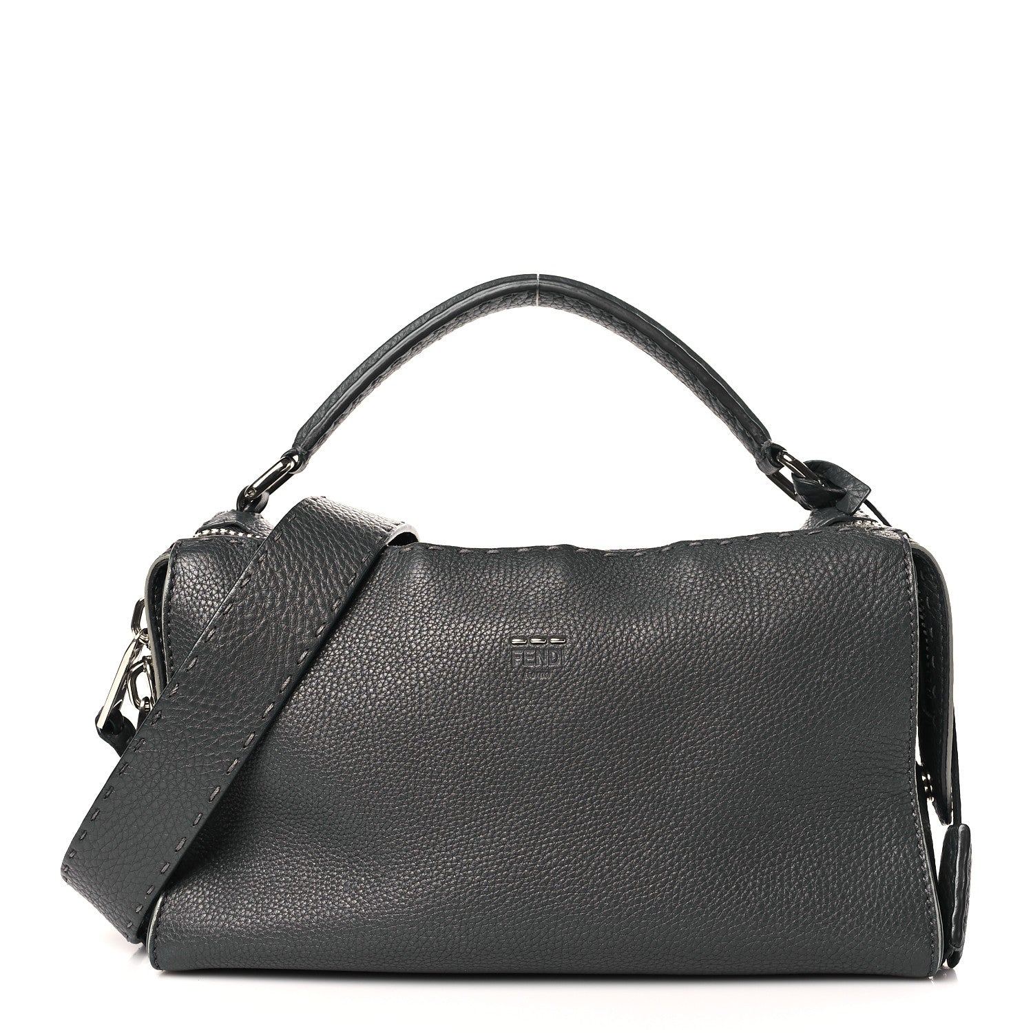 Fendi Cuoio Romano Selleria Lei Boston Tote Asfalto 1 of 9