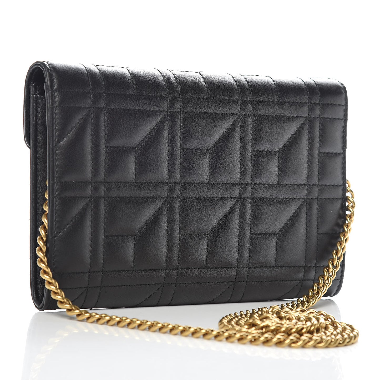 Calfskin Matelasse Mini Pearly GG Marmont Chain Wallet Black