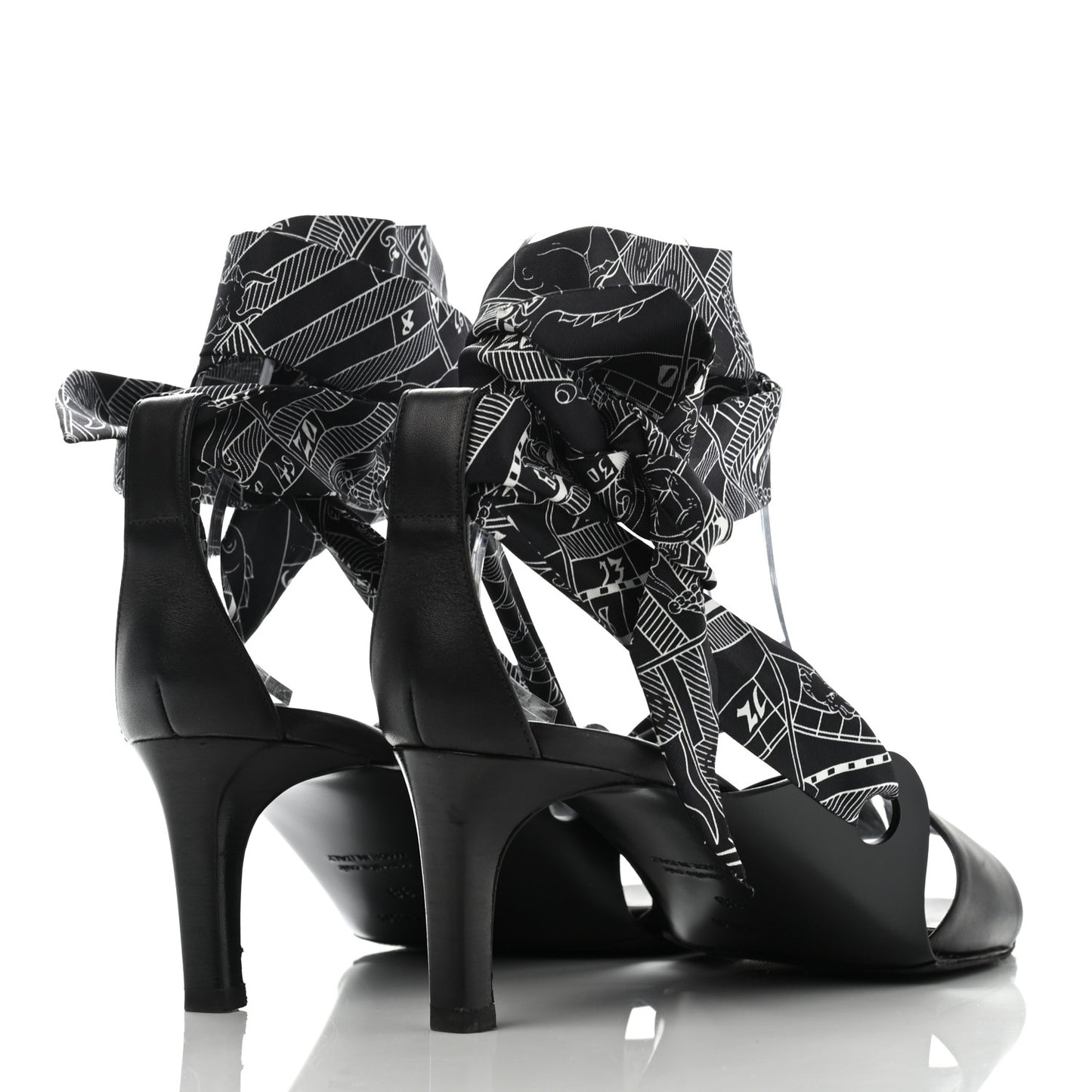Calfskin Silk Torsade Sandals 38 Black