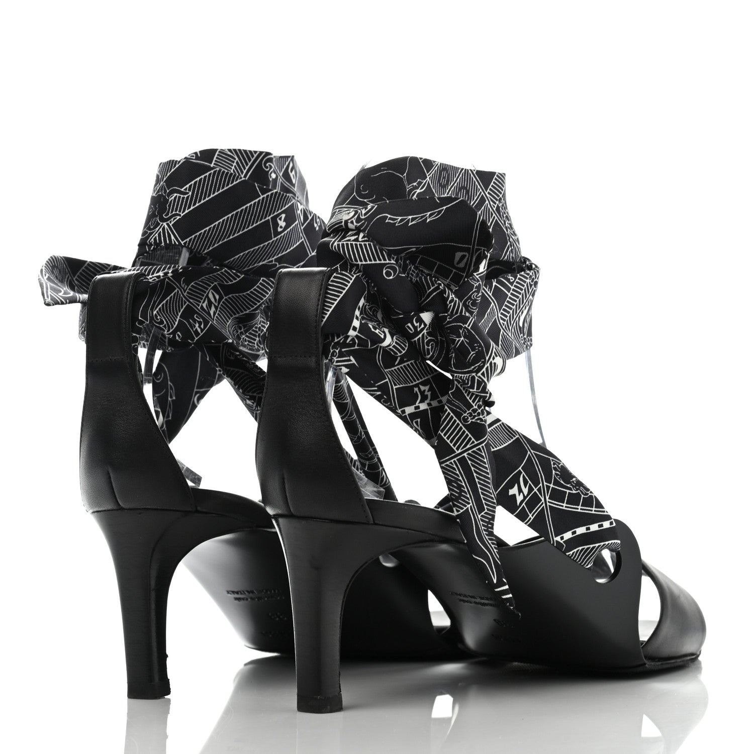 Hermes Calfskin Silk Torsade Sandals 38 Black 4 of 7