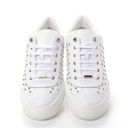 Jimmy Choo Calfskin Studded Mens Ace Sneakers 45 White Silver 5 of 10
