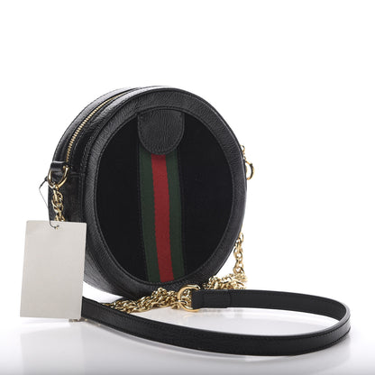 Gucci Suede Patent Web Mini Ophidia Round Shoulder Bag Black 3 of 11