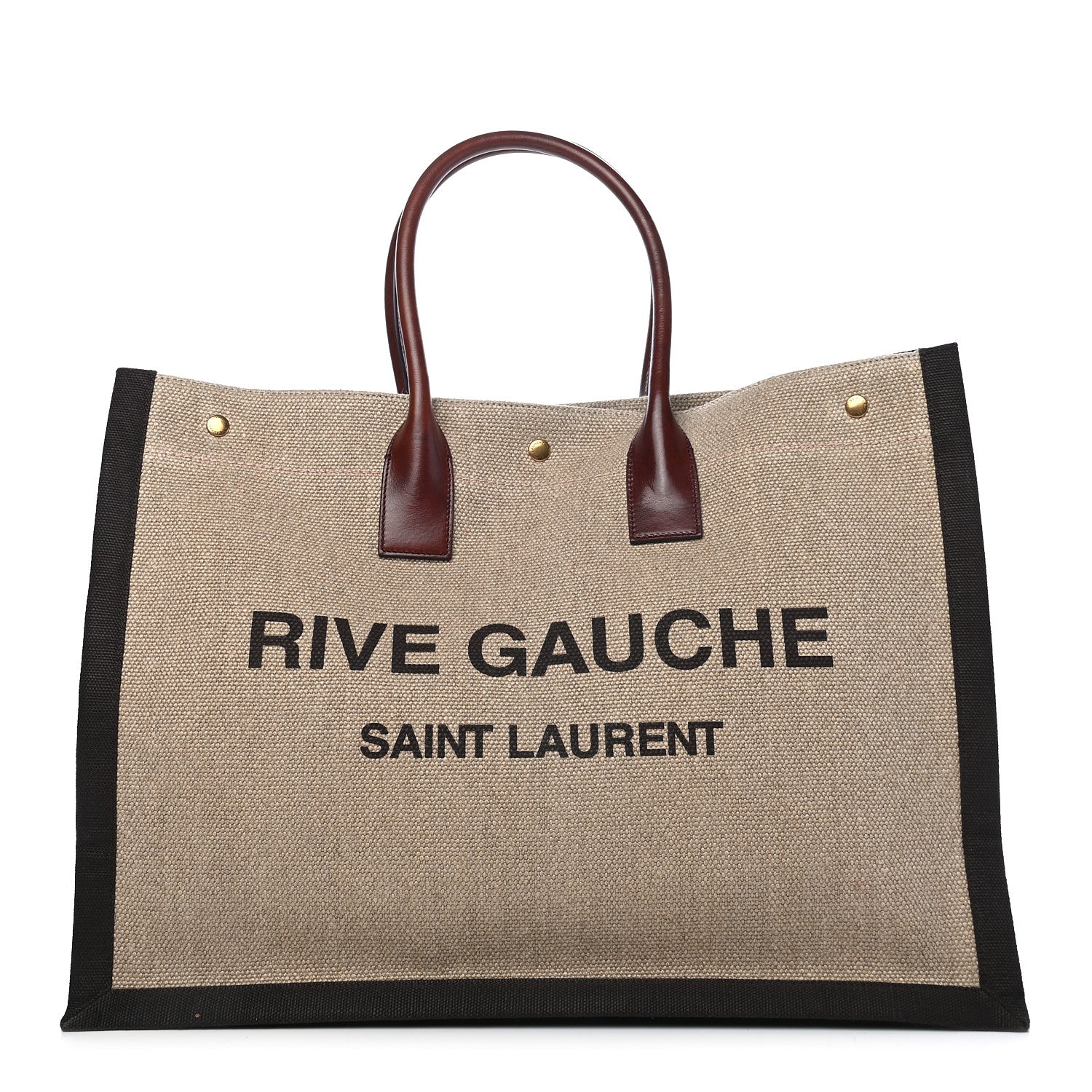 Saint Laurent Linen Calfskin Rive Gauche Tote Natural 1 of 9