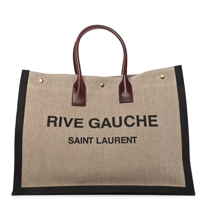 Saint Laurent Linen Calfskin Rive Gauche Tote Natural 1 of 9