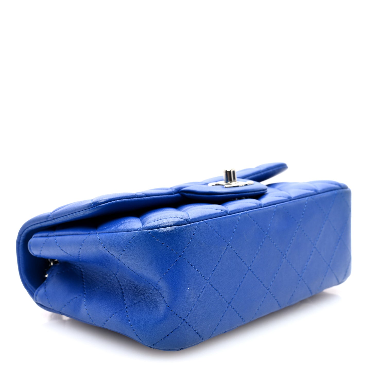 Lambskin Quilted Mini Rectangular Flap Blue