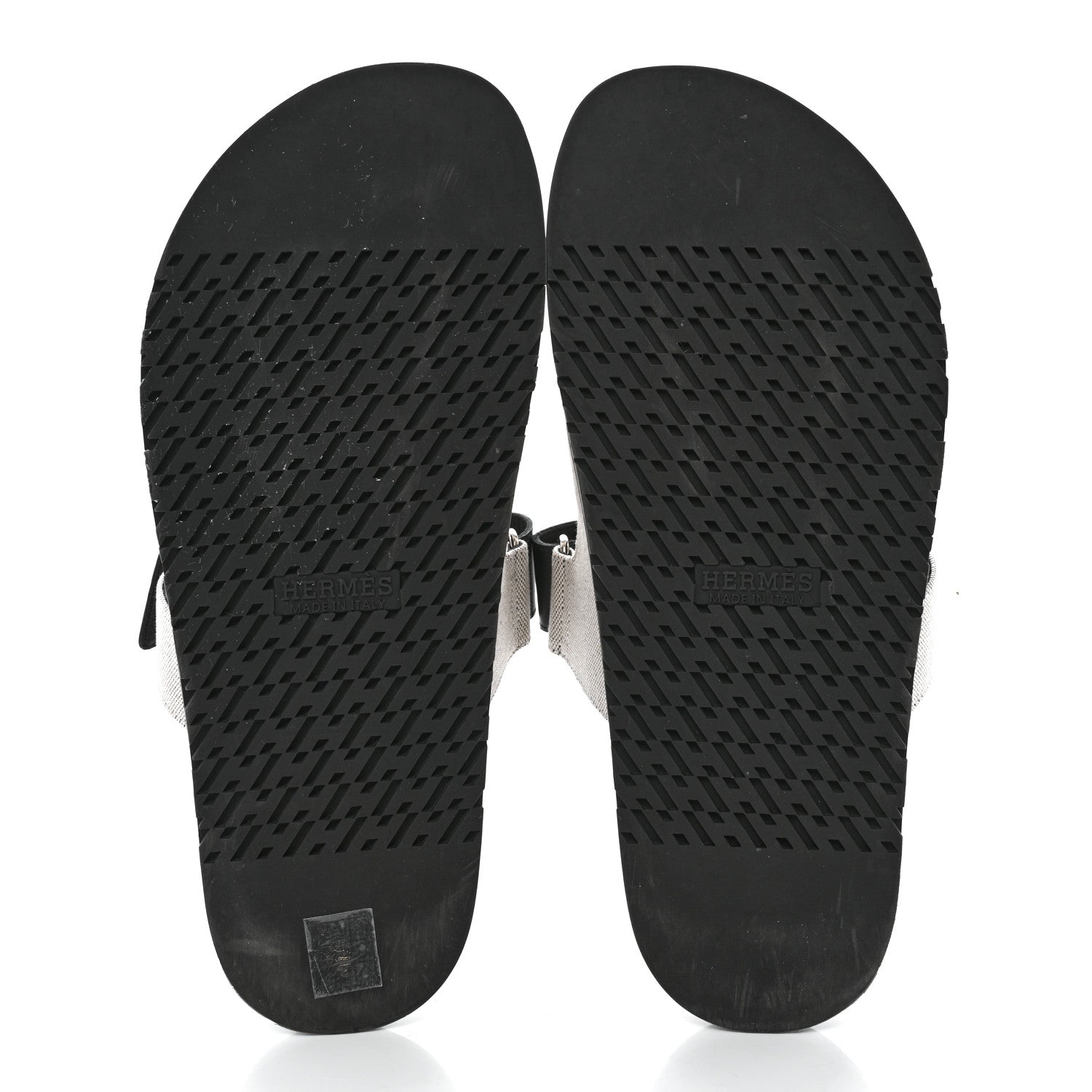 Hermes H Canvas Calfskin Mens Chypre Sandals 42.5 Prunoir Black 5 of 9