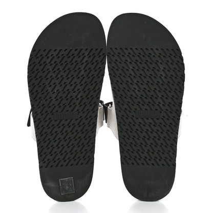Hermes H Canvas Calfskin Mens Chypre Sandals 42.5 Prunoir Black 5 of 9