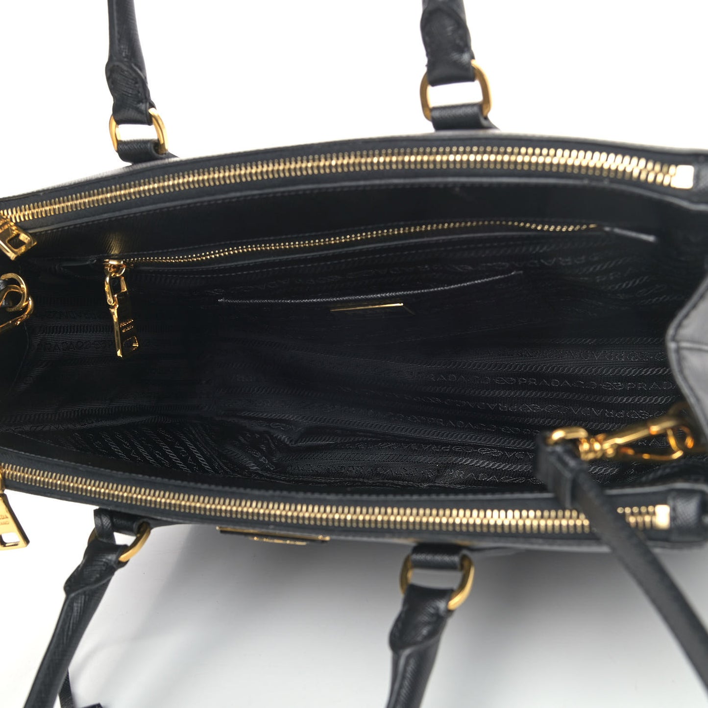 Saffiano Medium Galleria Double Zip Tote Black