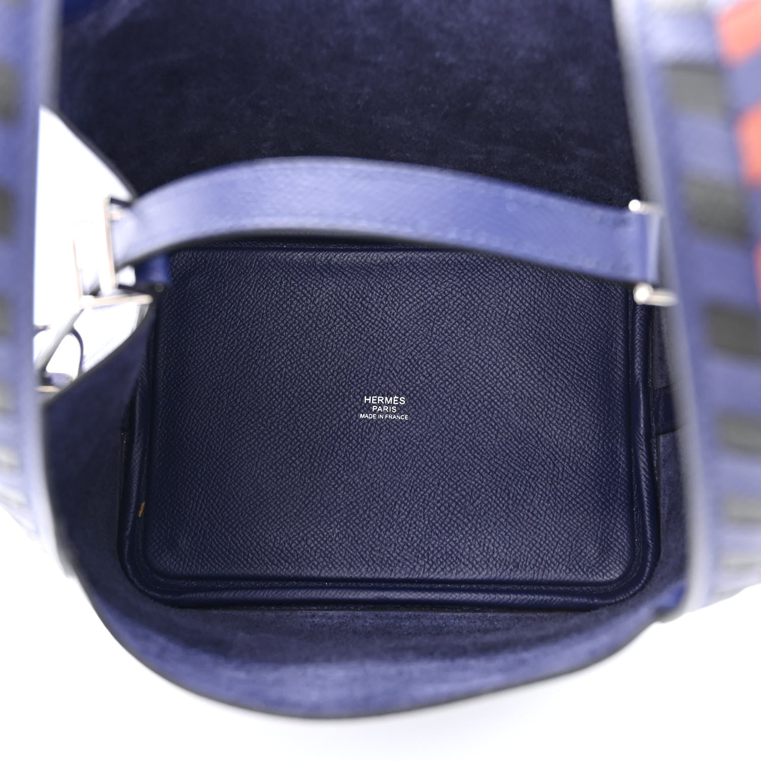 Hermes Epsom Tressage De Cuir Picotin Lock 18 PM Bleu Encre Brique Black 5 of 10