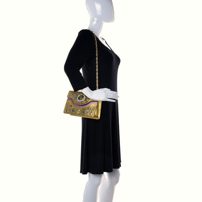 Gucci Metallic Calfskin Embroidered Small Shoulder Bag Gold 2 of 21